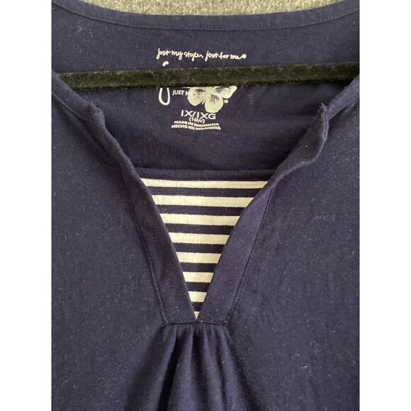 JMS Just My Size Top Blue V Neck 3 /4 Sleeve Women 1X 16W - Picture 2 of 4